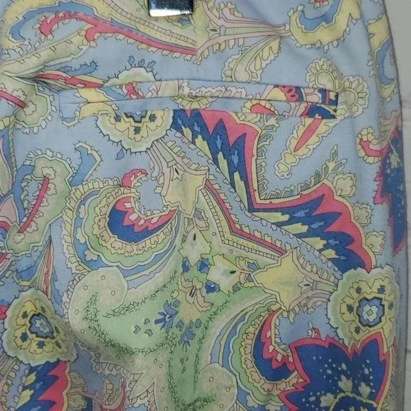 Lauren Ralph Lauren Pastel Paisley Stretch Twill Crop Pants Back Pocket Sz 12 - Picture 8 of 8